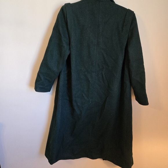 Vintage Jofeld Green Wool Blend Longline Double Breasted Trench Jacket Coat READ - Picture 11 of 14
